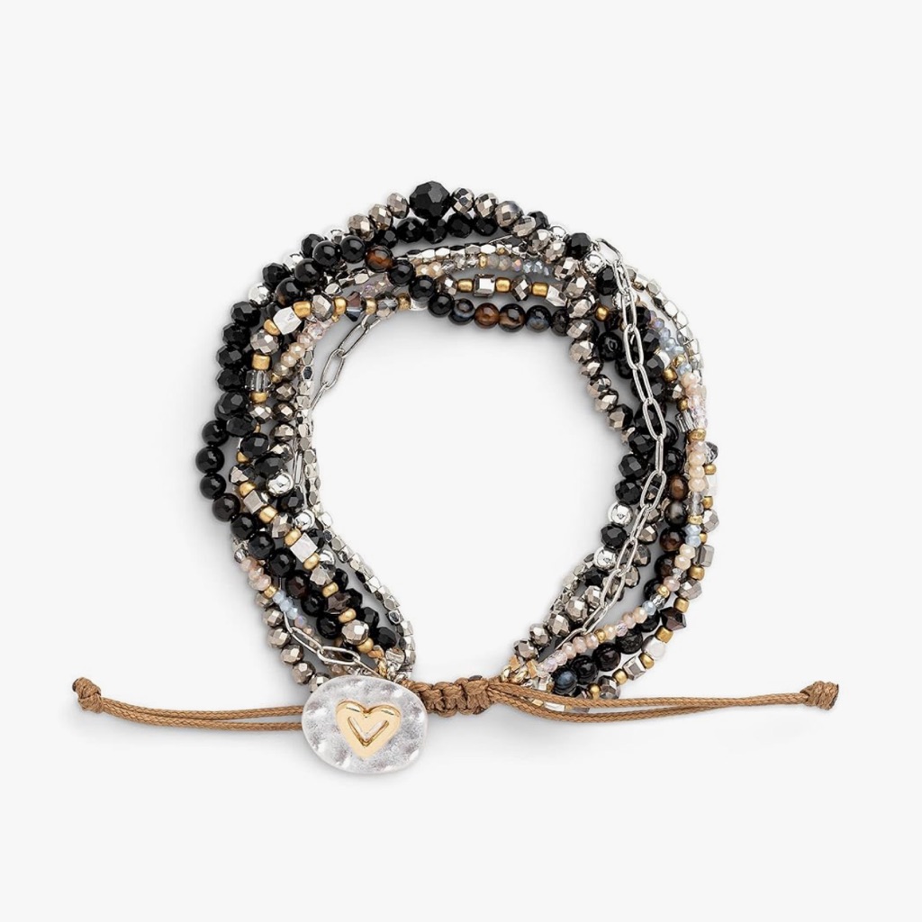 Demdaco Beaded Love One Size Glass And Metal Charm Bracelet